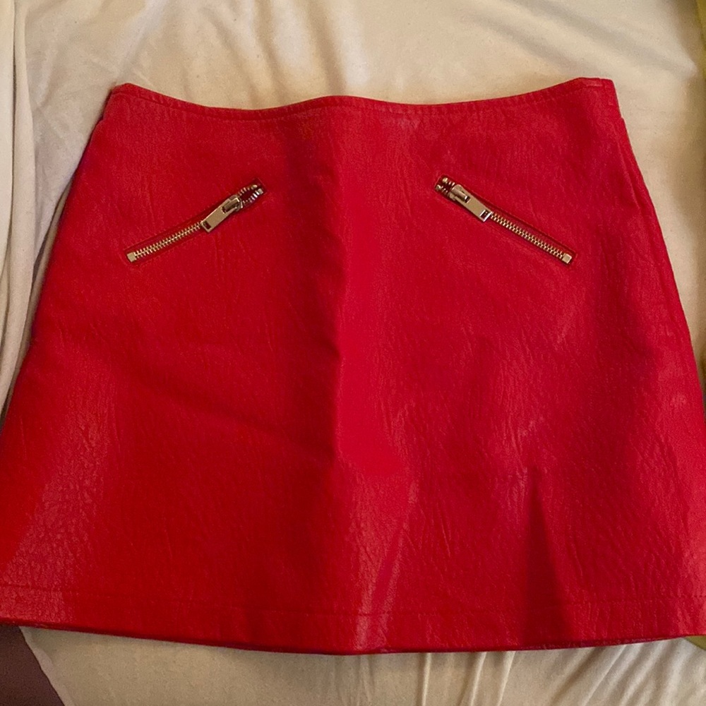 red pleather skirt forever 21 girls size 14